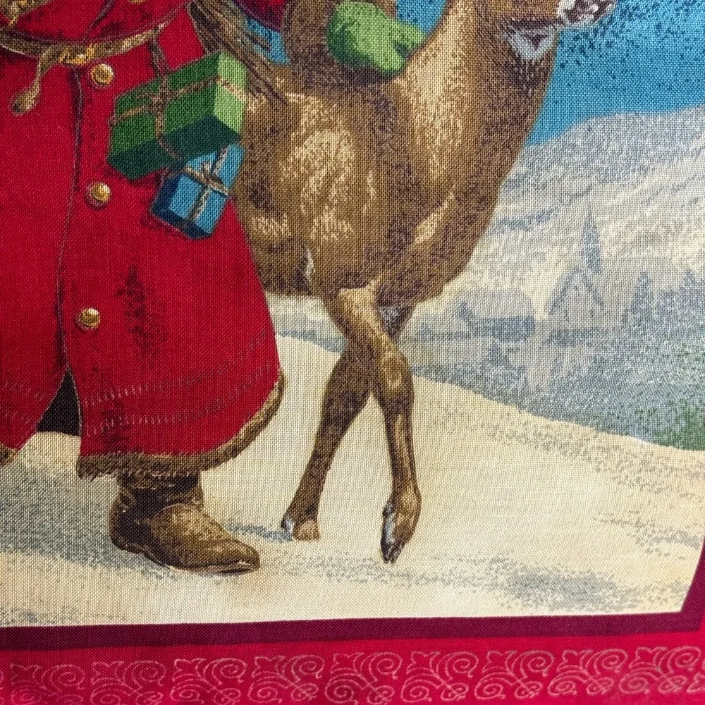 Old World Santa Claus Throw Pillow Christmas Reindeer Gifts Winter 15” x 15”